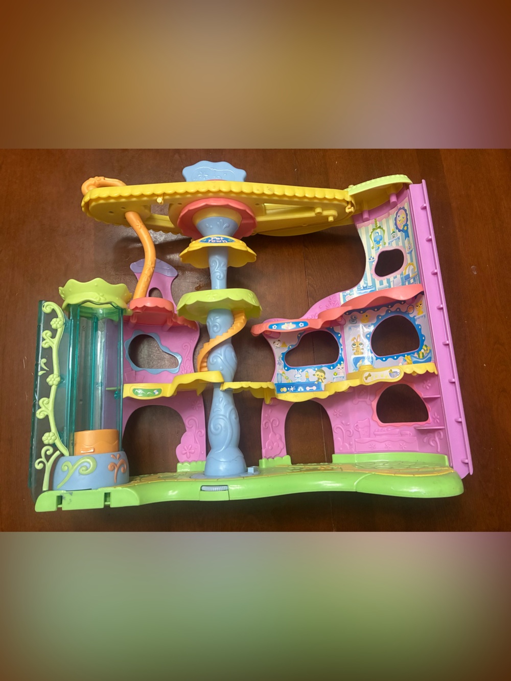Colorful Multi-Level Doll Playset — Pink, Green, Yellow, Blue
